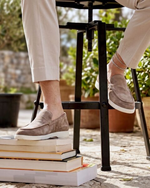 BEIGE SUEDE PIANA W HAKİKİ DERİ ERKEK YAZLIK RAHAT AYAKKABI BEJ SÜET - 39
