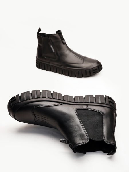 BLACK EDDY HAKİKİ DERİ ERKEK BOT BAĞCIKSIZ SİYAH - 40