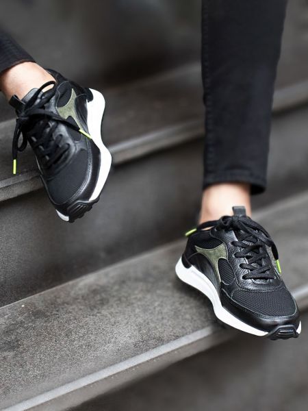 BLACK GREEN BRAVO ERKEK HAKİKİ GÜNLÜK DERİ AYAKKABI SİYAH HAKİ - 40