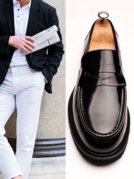 PATENT BLACK TYLOR GENUINE LEATHER BLACK MEN'S CLASSIC SHOES BLACK OPEN - 46