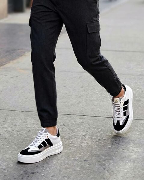 WHITE BLACK APEX HAKİKİ DERİ ERKEK GÜNLÜK AYAKKABI BEYAZ SİYAH - 41