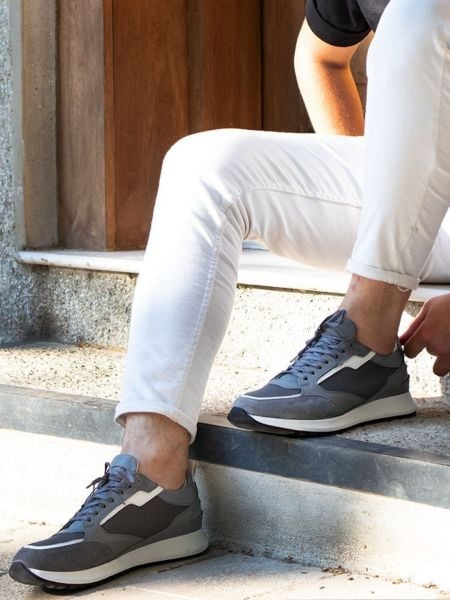 GRAU GRAU GARY TÄGLICHE SCHUHE AUS ECHTLEDER GRAU GRAU - 40