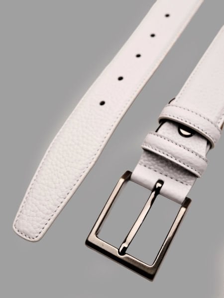 WHITE  LION BELT HAKİKİ DERİ ERKEK KEMER 019 BEYAZ - 110CM