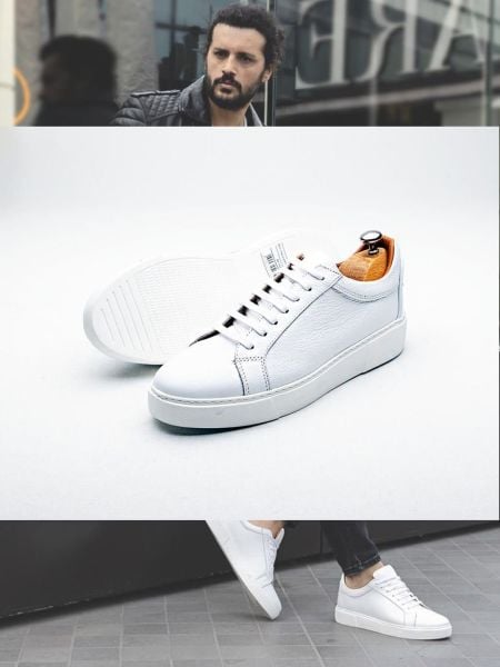 WEISSE FIERO HERREN-LEDER-FREIZEITSCHUHE WEISS - 38