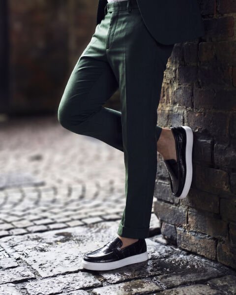 BLACK CROCO NAPOLI SİYAH DERİ ERKEK GÜNLÜK AYAKKABI SİYAH KROKO - 45