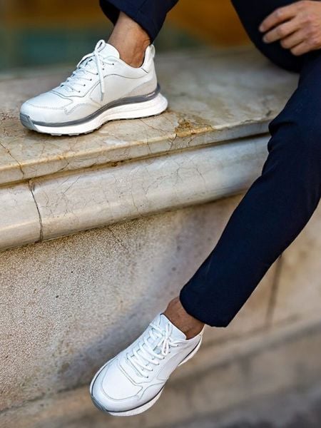 İBAY 2316 PIERRE AIR WHITE MEN'S LEATHER DAILY SHOES WHITE - 41