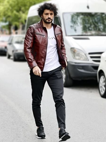 JOHN DAWID BECKHAM HAKİKİ DERİ MON BORDO - 4XL