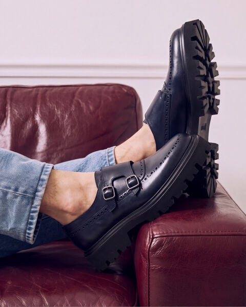 NAVY BLUE BARCA HAKİKİ DERİ ERKEK GÜNLÜK AYAKKABI LACİVERT - 45