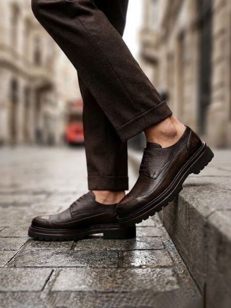 COFFEE FLOATER PASQUA GENUINE LEATHER DAILY CLASSIC MEN'S SHOES BROWN FLOATER - 44