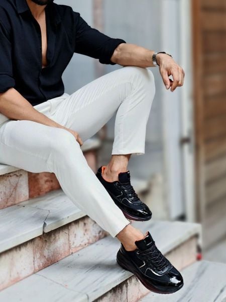 İBAY 1301 ALFA AIR BLACK Patent Leather MEN'S LEATHER DAILY SHOES BLACK Patent Leather - 41