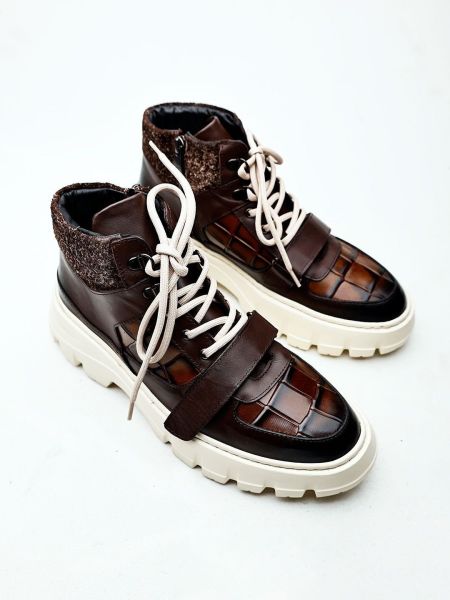 COFFE CROCO FİLİPPO HAKİKİ DERİ BOT Kahve Kroko - 41