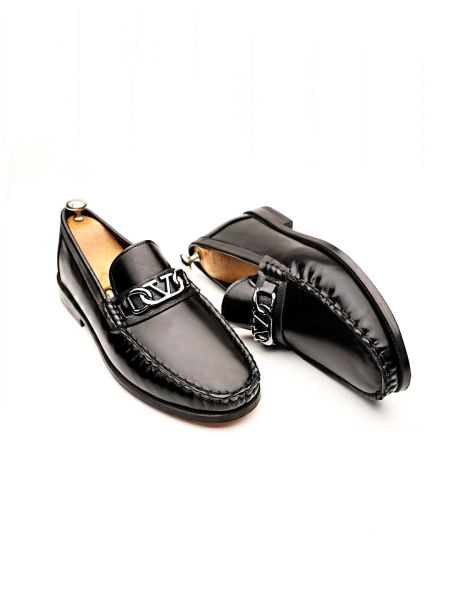 PATENT BLACK SANTA BLACK OPEN MEN'S LEATHER STYLE SHOES BLACK OPEN - 43