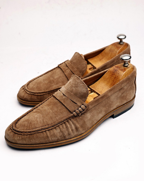 COFFEE SUEDE ESTE HAKİKİ SÜET DERİ ERKEK TARZ YAZLIK AYAKKABI KAHVE - 44