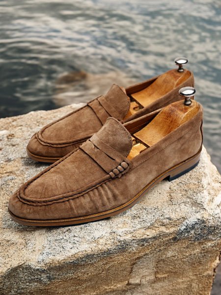 COFFEE SUEDE ESTE HAKİKİ SÜET DERİ ERKEK TARZ YAZLIK AYAKKABI KAHVE - 42