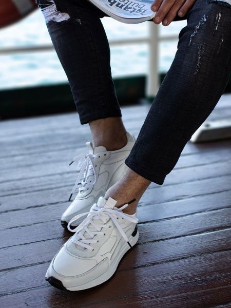 WHITE BRAVO ERKEK HAKİKİ DERİ GÜNLÜK AYAKKABI BEYAZ - 44