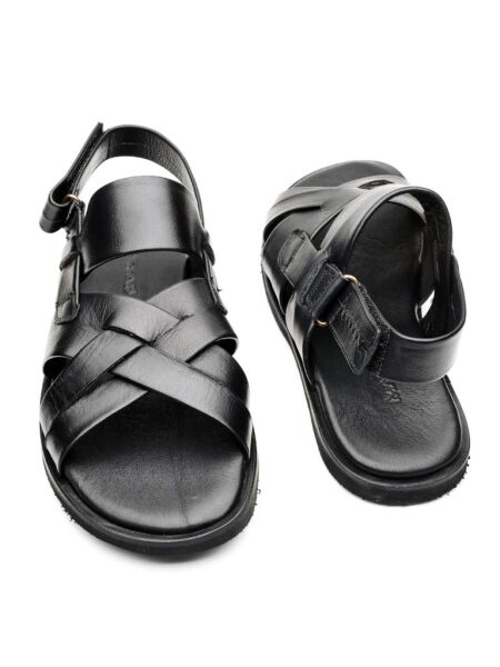 İBAY BLACK BEACH SANDALET SİYAH DERİ ERKEK SANDELET SİYAH - 42