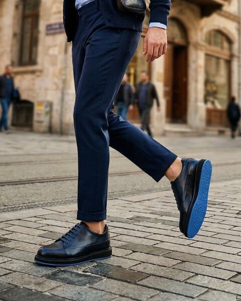 NAVY BLUE BENFICA HAKİKİ DERİ GÜNLÜK AYAKKABI LACİVERT - 46