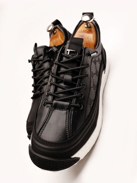 BLACK OLAY COMFORTABLE STURDY MEN'S LEATHER CASUAL SHOES BLACK - 41