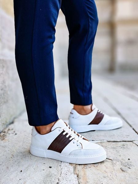 WEISSE CARL HERREN-LEDER-FREIZEITSCHUHE WEISS - 40