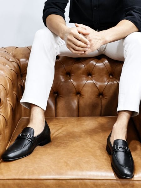 BLACK DIAMOND HAKİKİ DERİ ERKEK KLASİK AYAKKABI SİYAH FLOTER - 42