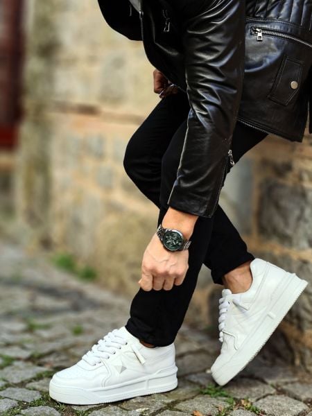 WHITE RANGER HERREN-TÄGLICHE SCHUHE MIT DICKER SOHLE, WEISS - 42