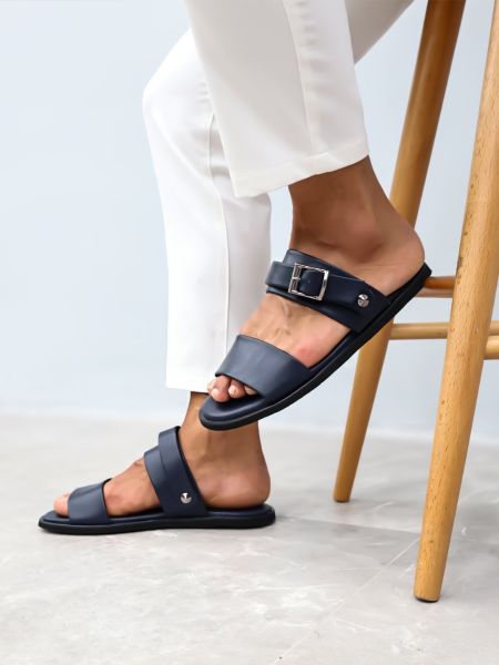 SKY SANDALET HAKİKİ DERİ ERKEK SANDELET HAKİKİ DERİ ERKEK SANDELET LACİVERT - 39