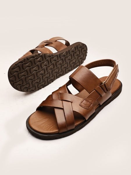 COFFEE  BEACH SANDALET KAHVERENGİ HAKİKİ DERİ SANDELET