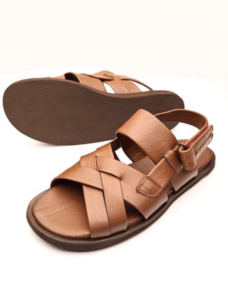COFFEE  BEACH SANDALET KAHVERENGİ HAKİKİ DERİ SANDELET KAHVE - 40