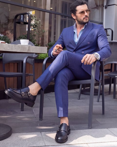 NAVY BLUE KRASS HAKİKİ DERİ ERKEK GÜNLÜK AYAKKABI LACİVERT - 45