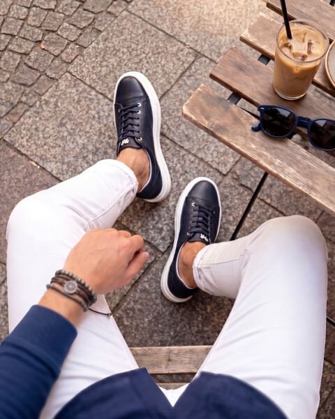 NAVY BLUE CITY WALK HAKİKİ DERİ RAHAT VE SAĞLAM ERKEK LACİVERT AYAKKABI LACİVERT FLOOTER - 46