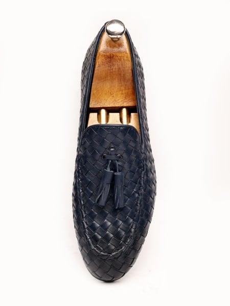 NAVY BLUE KNIGHT LACİVERT HAKİKİ DERİ ÖRGÜLÜ ERKEK AYAKKABI LACİVERT ÖRGÜ - 46