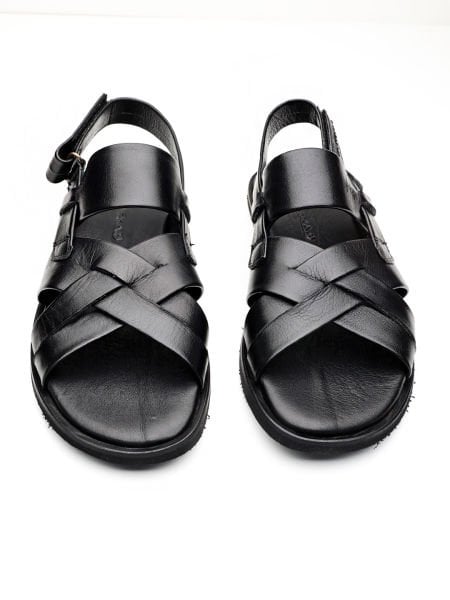 BLACK BEACH SANDALET SİYAH DERİ ERKEK SANDELET SİYAH - 45