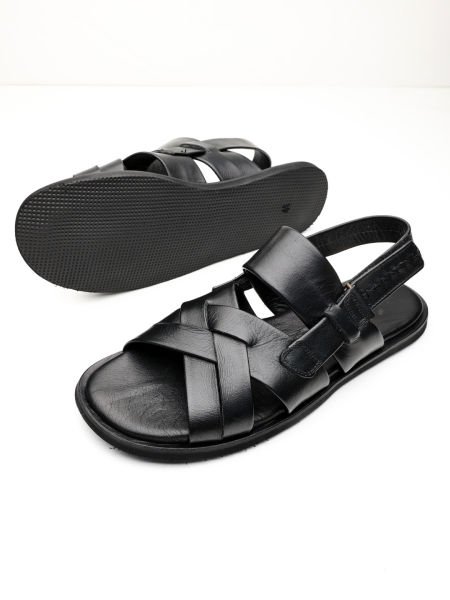 İBAY BLACK BEACH SANDALET SİYAH DERİ ERKEK SANDELET