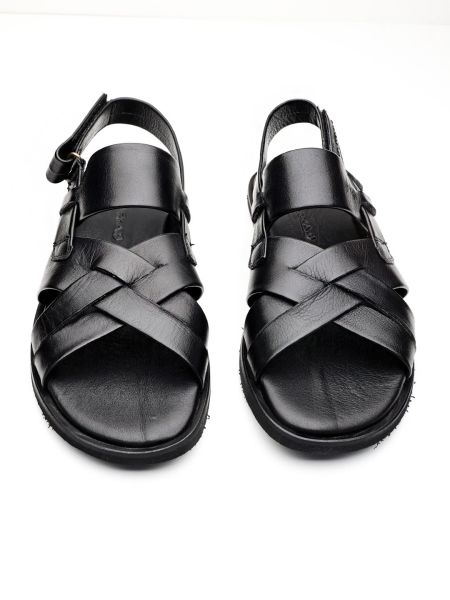 İBAY BLACK BEACH SANDALET SİYAH DERİ ERKEK SANDELET SİYAH - 39