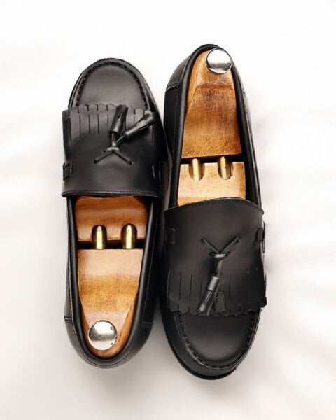 1200 BLACK GEORGE HAGAN HAKİKİ DERİ AYAKKABI SİYAH MAT - 45