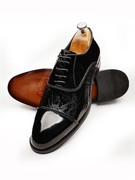 PATENT BLACK CAVALLO HAKİKİ DERİ TARZ ERKEK AYAKKABI SİYAH RUGAN - 44