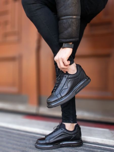 BLACK GRAY GENIUS RAHAT ERKEK DERİ GÜNLÜK AYAKKABI SİYAH GRİ - 39