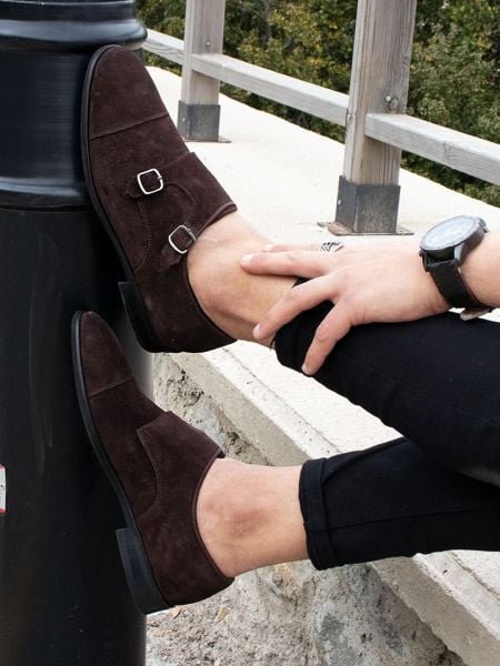 İBAY COSTA Men's Brown Suede Genuine Leather Classic Shoes BROWN SUEDE - 45