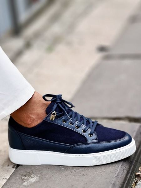 İBAY VUITTON DARK BLUE MEN'S LEATHER CASUAL SHOES DARK BLUE - 45