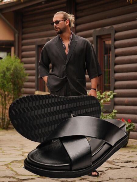 BLACK CANVAS  ERKEK HAHİKİ DERİ SANDELET