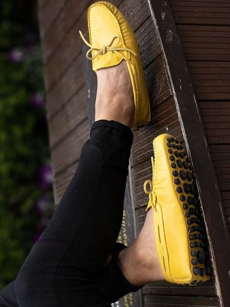 İBAY CLEVER Men's Yellow Genuine Leather Classic Shoes YELLOW - 40