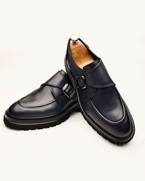 NAVY BLUE OSCAR HAKİKİ DERİ GÜNLÜK ERKEK AYAKKABI LACİVERT - 45