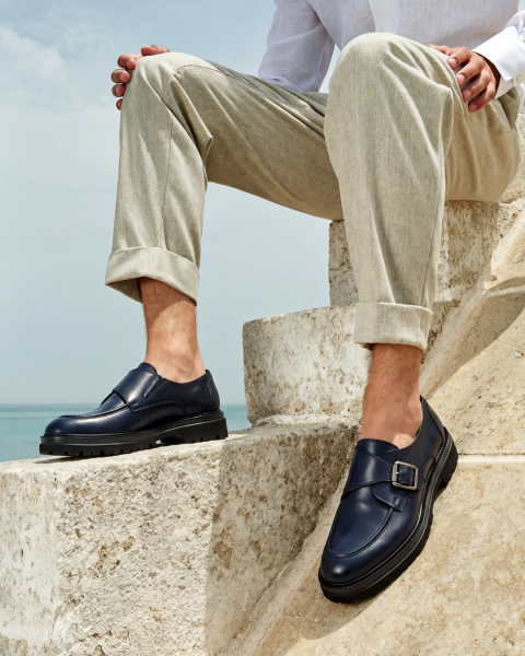 NAVY BLUE OSCAR HAKİKİ DERİ GÜNLÜK ERKEK AYAKKABI LACİVERT - 45