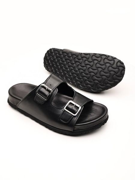 BLACK FREE SANDALET HAKİKİ DERİ SANDELET SİYAH - 43