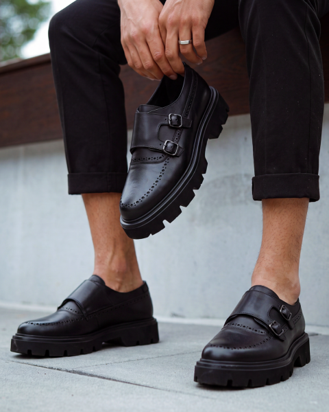 BLACK BARCA HAKİKİ DERİ ERKEK GÜNLÜK AYAKKABI +5CM SİYAH - 45