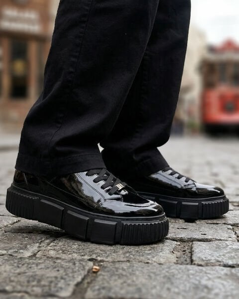 PATENT BLACK VELAR Erkek Deri Ayakkabı – Şık ve Rahat SİYAH RUGAN - 44