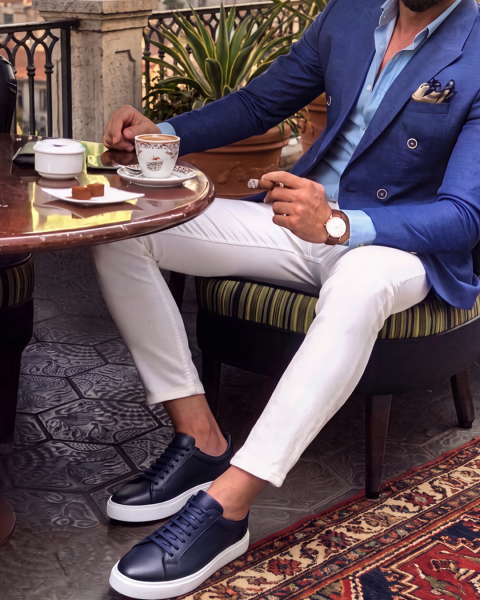 NAVY BLUE FIERO HAKİKİ DERİ GÜNLÜK ERKEK LACİVET DERİ AYAKKABI LACİVERT FLOOTER - 45