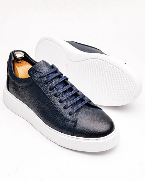 NAVY BLUE FIERO HAKİKİ DERİ GÜNLÜK ERKEK LACİVET DERİ AYAKKABI LACİVERT FLOOTER - 45