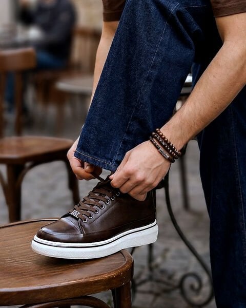 Patent Coffee Milano Hakiki Deri Erkek Günlük Ayakkabı  Hafif+Şık+Kaliteli KAHVE - 45