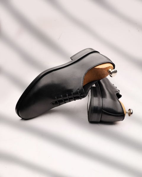 İBAY 500 ALVIN Men's Black Lace-up Genuine Leather Classic Shoes BLACK ANTIQUE - 46